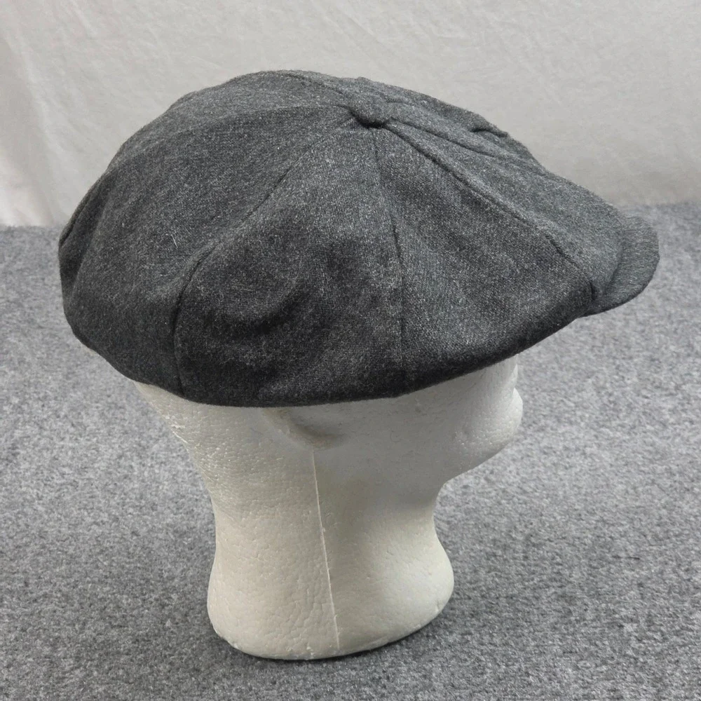 Vintage Newsboy Flat Cap XL Gray Wool Blend 8 Panel Applejack Hat Made USA